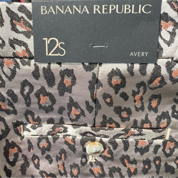NWT Banana Republic Leopard Print Pants Animal Print Career Slacks Metallic Bold - Picture 5 of 11